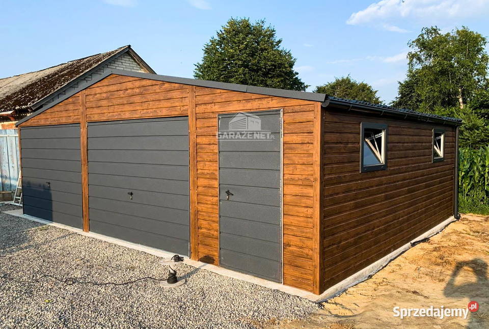 GARAŻ BLASZANY 8m x 7m DWUSPAD 2xBRAMA DRZWI