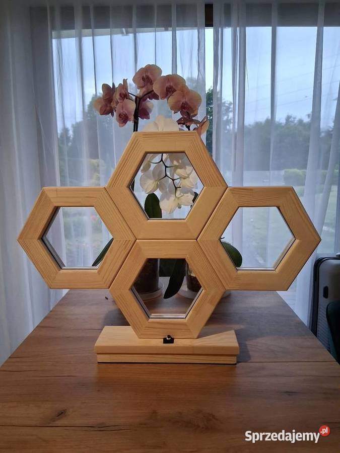 Lampa LED RGB z Drewna Hexagon Pilot Aplikacja Gajewniki-Kolonia sprzedam