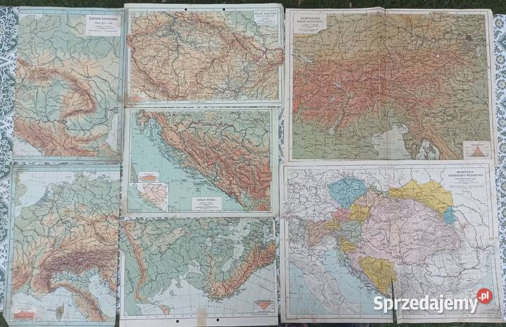 Stare przedwojenne mapy z ksiązek atlasów gazet łódzkie Wieluń sprzedam