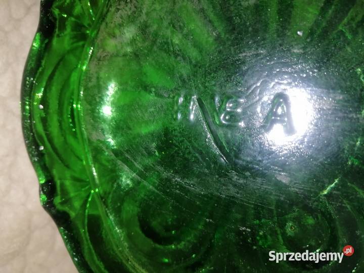 oryginalna lampa naftowa z zielonego szkła Legnica