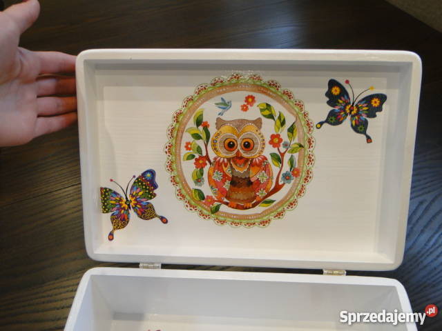Sowa Mądra Głowa sówki duży kuferek decoupage Dekoracje i ozdoby Bochnia