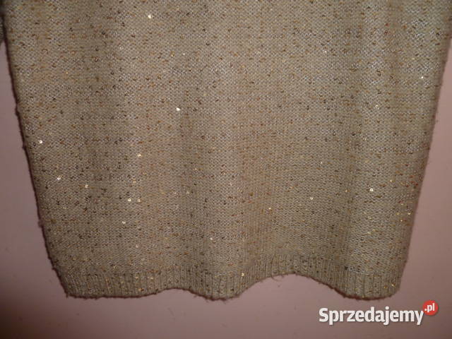 Bluzka bezowa ze złotymi cekinkami Moda i Styl Kraków