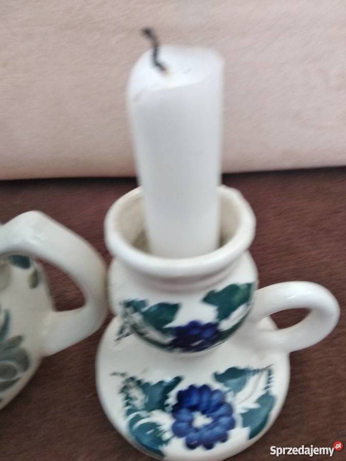 świeczniki ręcznie malowane i dzbanek komplet Dekoracje i ozdoby Poznań