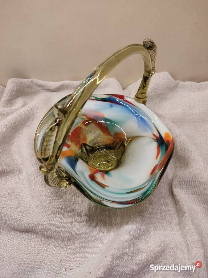 Koszyk szklany kolorowy Ząbkowice PRL