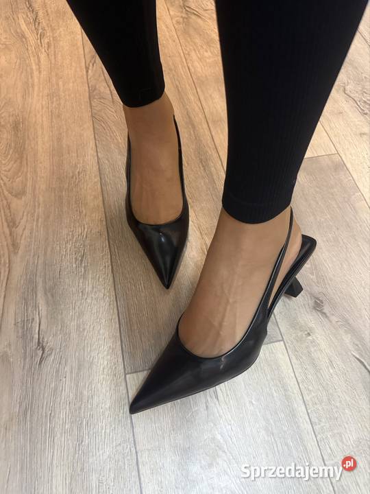 40 Czarne czółenka wieczorowe z odkrytą Pięta małopolskie Kraków