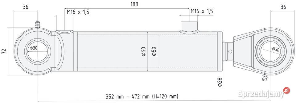 Polski Siłownik Hydrauliczny Cylinder 50x28 SKOK kujawsko-pomorskie Solec Kujawski