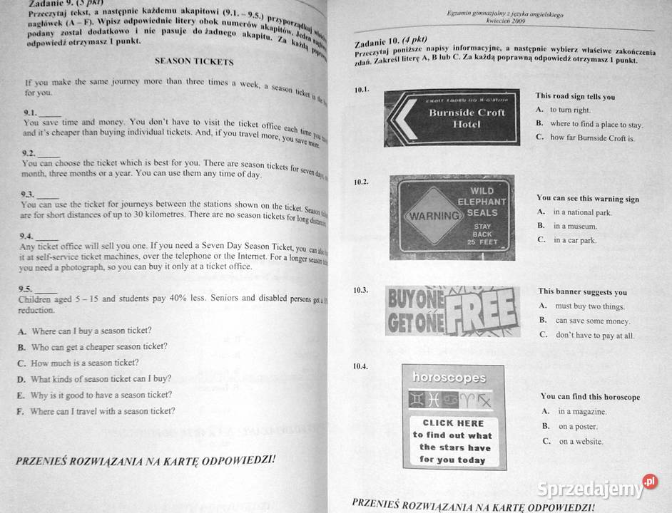 Egzamin Gimnazjalny Język angielski Oryginalne Chełm sprzedam