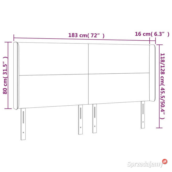 Zagłówek do łóżka z LED szary 183x16x118128 sprzedam