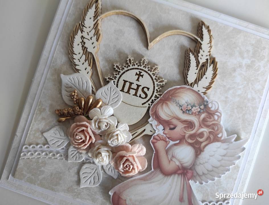 Kartka ręcznie robiona na Komunię Świętą Łódź