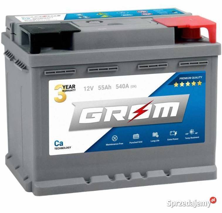 Akumulator GROM Premium 55Ah 540A EN PRAWY PLUS Rok produkcji 2021 łódzkie Pabianice