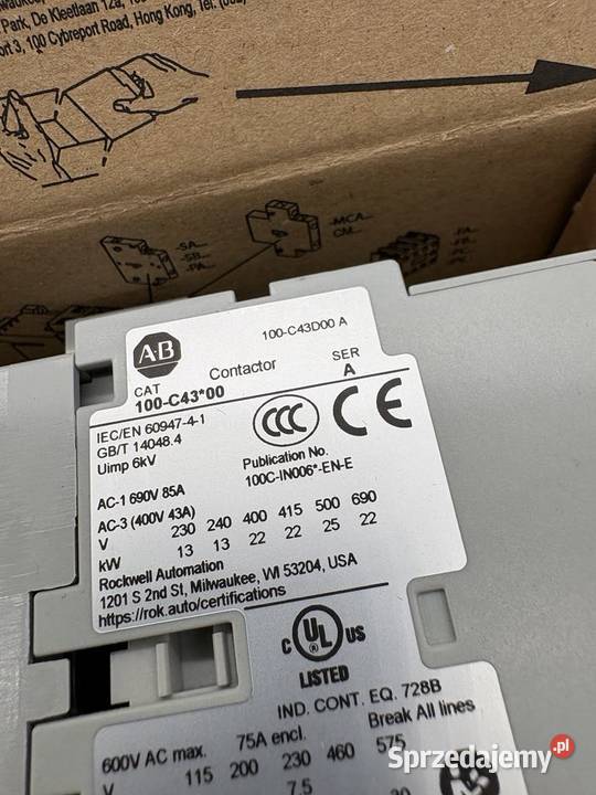 Allen Bradley 100C43D00 Contactor 43A 110V Warszawa