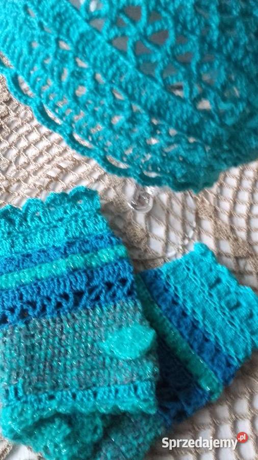 SZMARAGDOWO TURKUSOWE MITENKI AUTORSKIE Dla kobiet Piła