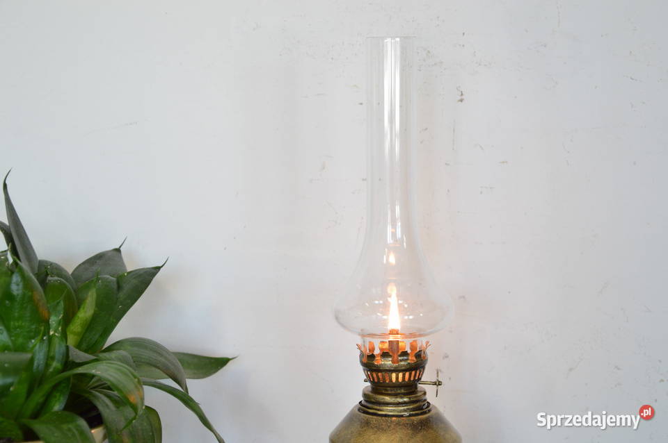 piękna ceramiczna LAMPA NAFTOWA stara Antyki