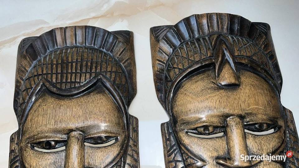 Afrykańska maska Wojownik Wykonana z jednego