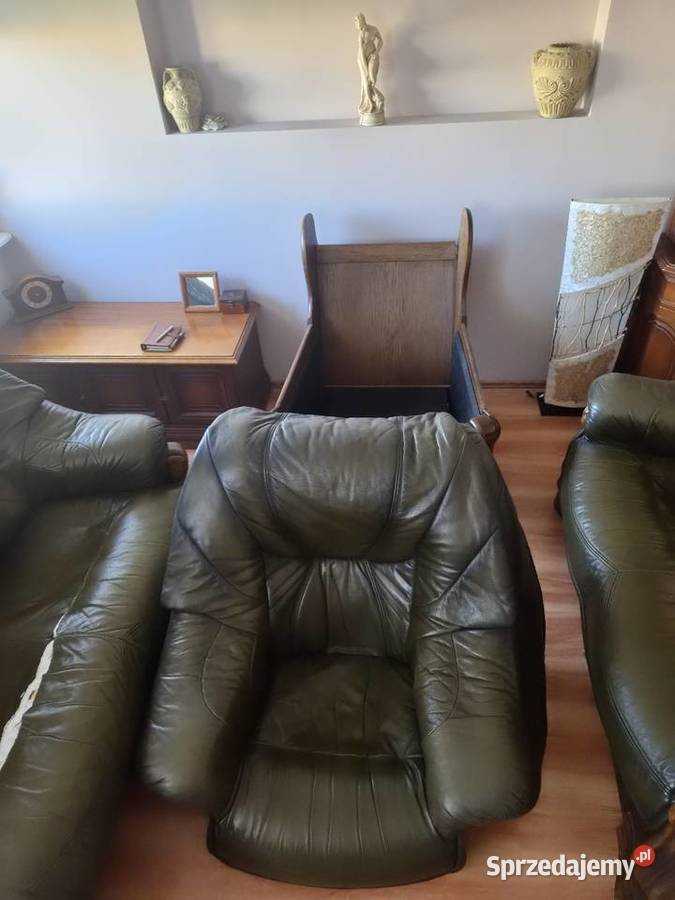 Komplet skórzany Dąb rustykalny z funkcją spania Bydgoszcz