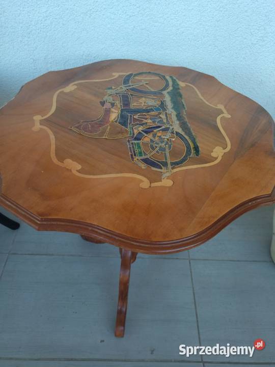Stolik intarsja stoliczek ozdobny drewniany Meble Siedlisko sprzedam