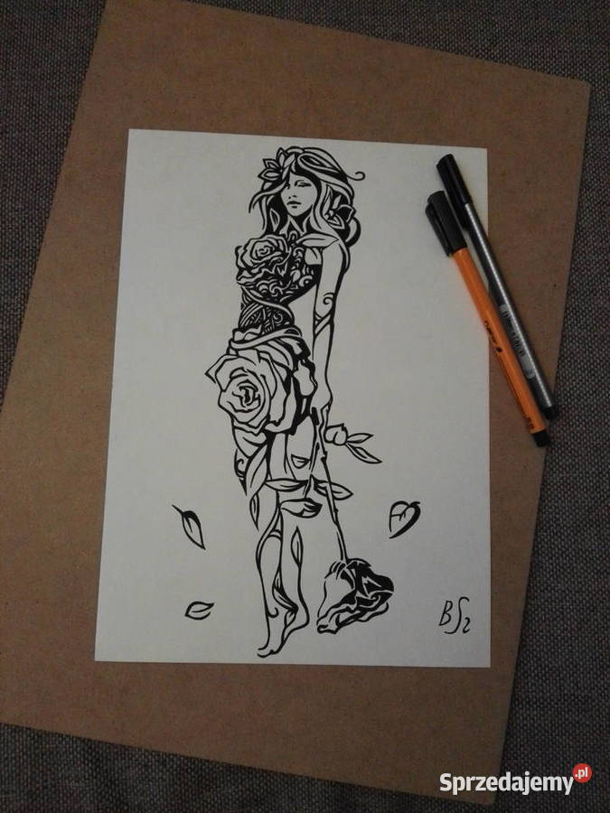 Rysunek Pani Róża cienkopis A4 200gm2 Warszawa