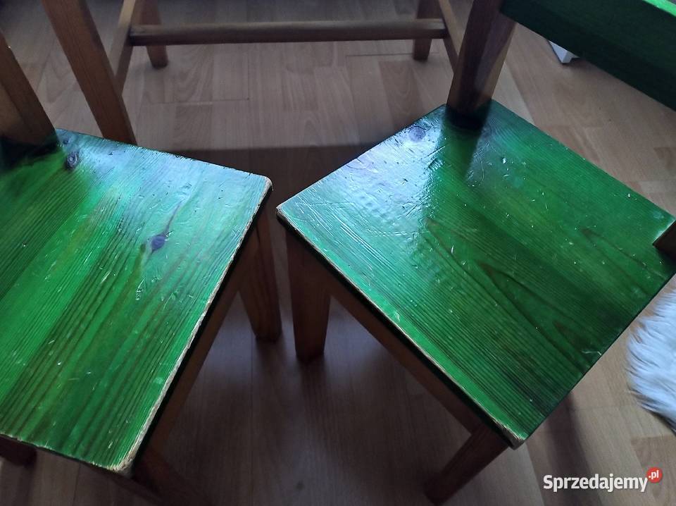 Zestaw stolik drewniany i krzesła dzieci Kleszczów