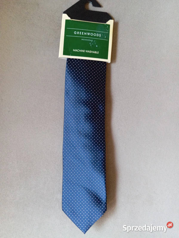 Krawat Męski Greenwoods Nowy Granat Kropki Navy Krawaty Bydgoszcz