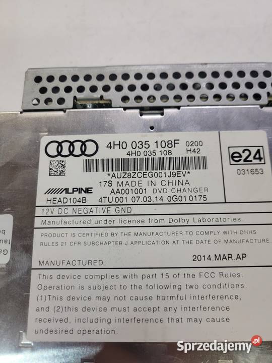 ZMIENIARKA PŁYT CD AUDI A6 C7 A8 D4 4H0035108F śląskie Przystajń