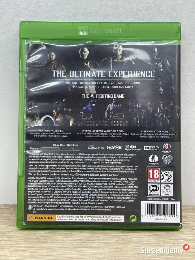 MORTAL KOMBAT XL XBOB ONE Pozostałe Gdańsk