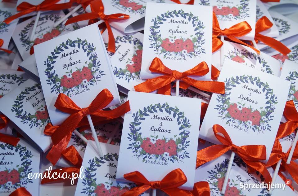 Lizaki podziękowanie gości Ślub Wedding Czerwony Pozostałe Zielona Góra