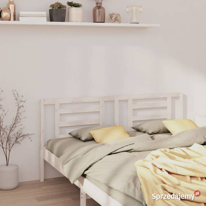 Wezgłowie łóżka białe 186x4x100 lite drewno