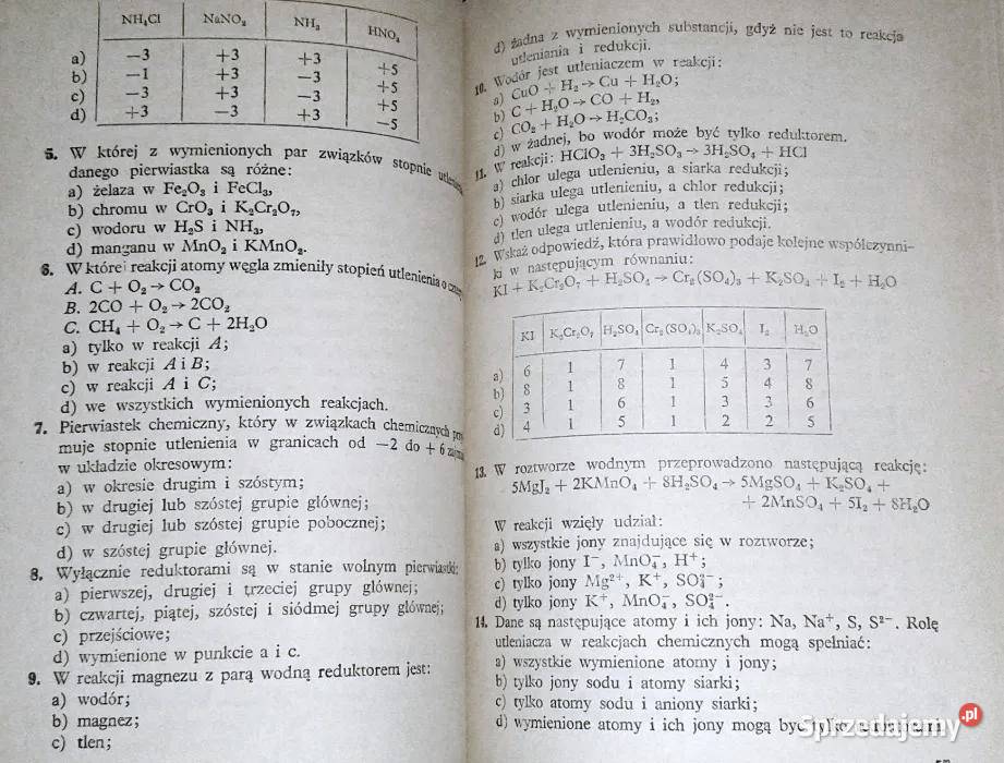 Zbiór zadań testowych z chemii na wyższe Chełm
