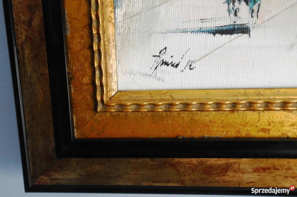 Olej na płótnie malowany szpachlą Plac Zamwowy Warszawa