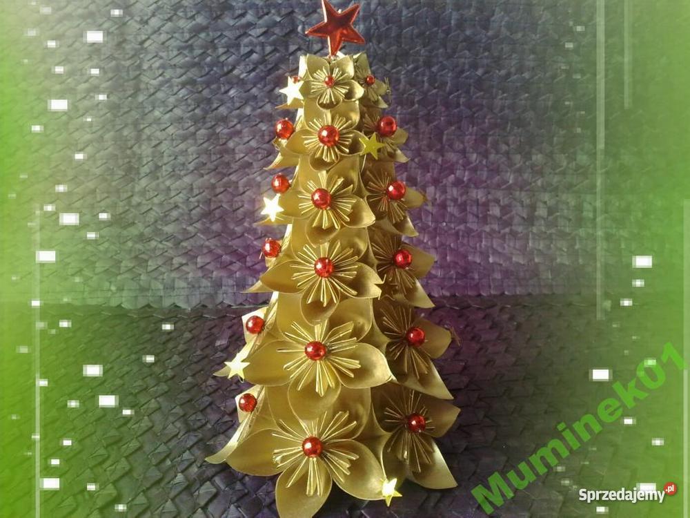 CHOINKA OZDOBA ŚWIĄTECZNA DEKORACJA ORIGAMI KUSU Łańcut