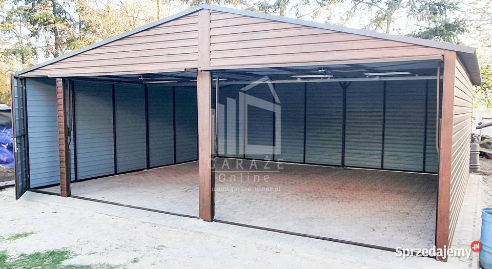GARAŻ BLASZANY 7m x 6m dwuspad 2x Brama drzwi 4x Lublin