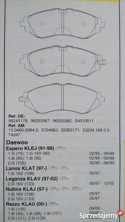 Klocki hamulcowe DAEWOO Ciechanów