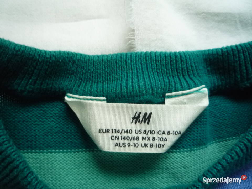 HM 134140 Sweter z pasy niebieskie zielone Nowy Szczecin
