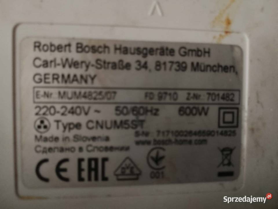 robot kuchenny mikser planetarny bosch cnum5st AGD drobne dolnośląskie Legnica sprzedam