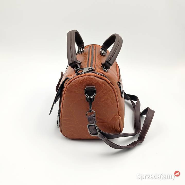 Torebka skórzana na ramie styl bostońskim brąz 16cm Zawiercie
