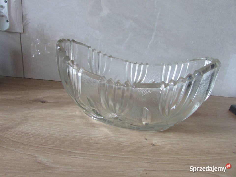 miska misa szklana szkło ozdoba PRL przezroczysty Kraków