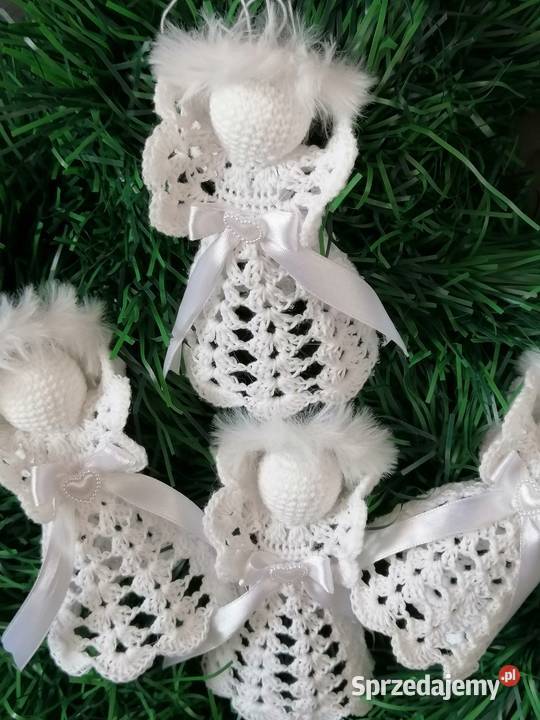 Aniołek biały szydelkowy na choinkę Dekoracja Katowice sprzedam