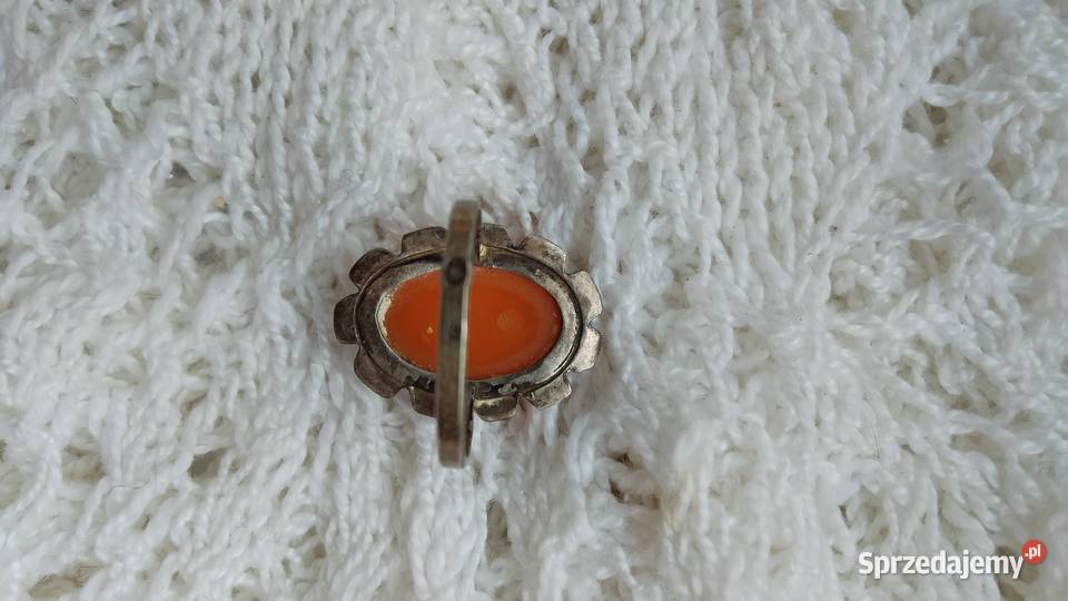 Autorski Srebrny pierścionek z bursztynem Nakło nad Notecią