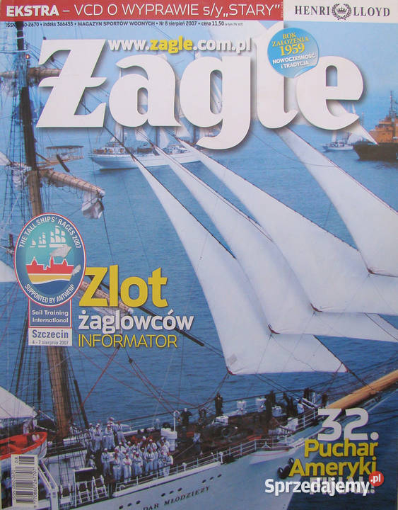 ŻAGLE Magazyn sportów wodnych 8 2007 miesięcznik Limanowa