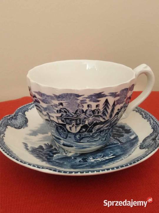 Duet Johnson Beus Dyliżans England 1980 Porcelana i szkło Wałbrzych