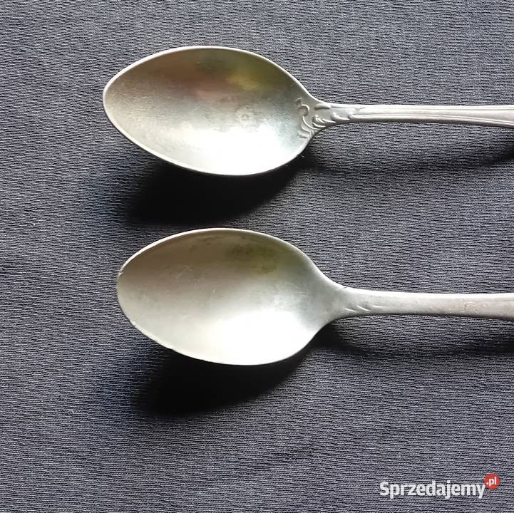 Dwie secesyjne łyżeczki platerowane BM I połowa Koźminek