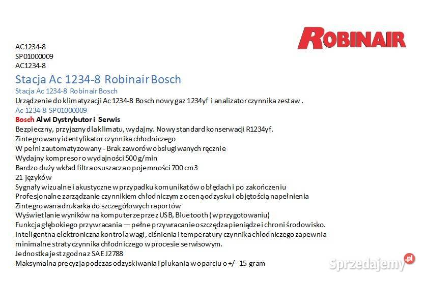 Robinair Ac stacja klimatyzacji 1234yf z śląskie Bielsko-Biała