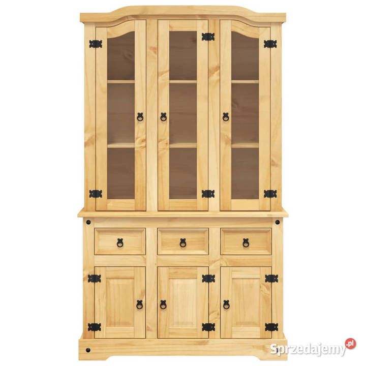 Kredens Corona brąz 112x43x196 drewno sosny Kredensy i witryny Warszawa