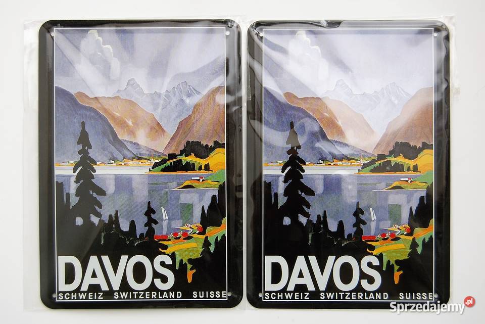 Szyld metalowa pocztówka Davos Szwajcaria Lublin