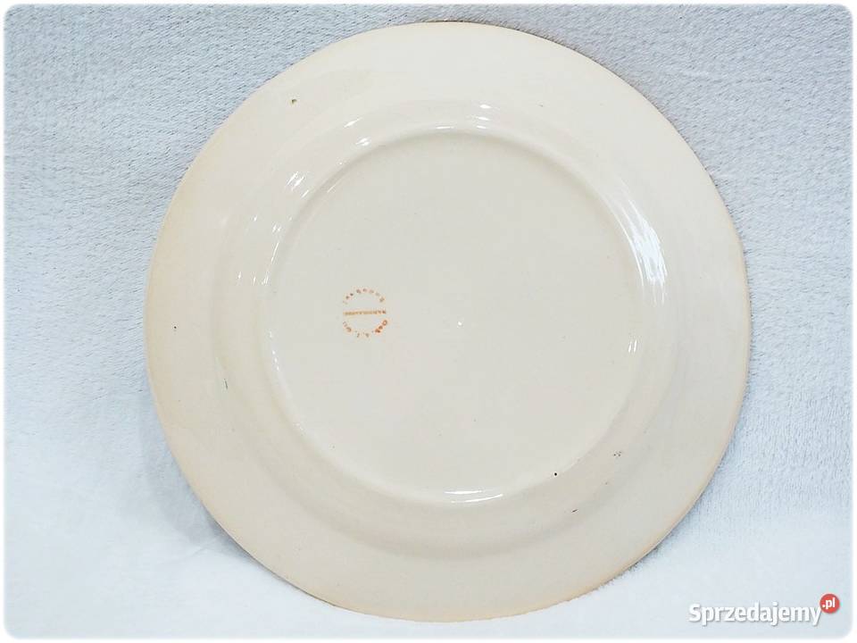 Stary Talerz naścienny malowany z sentencją lata Żary