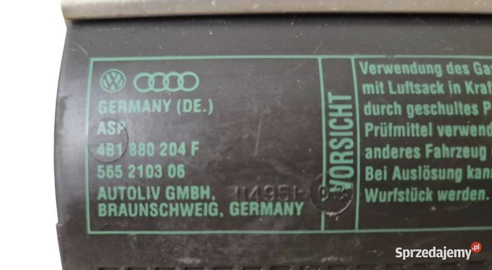 PODUSZKA POWIETRZNA AUDI A6 C5 4B1880204D osobowe świętokrzyskie Działoszyce