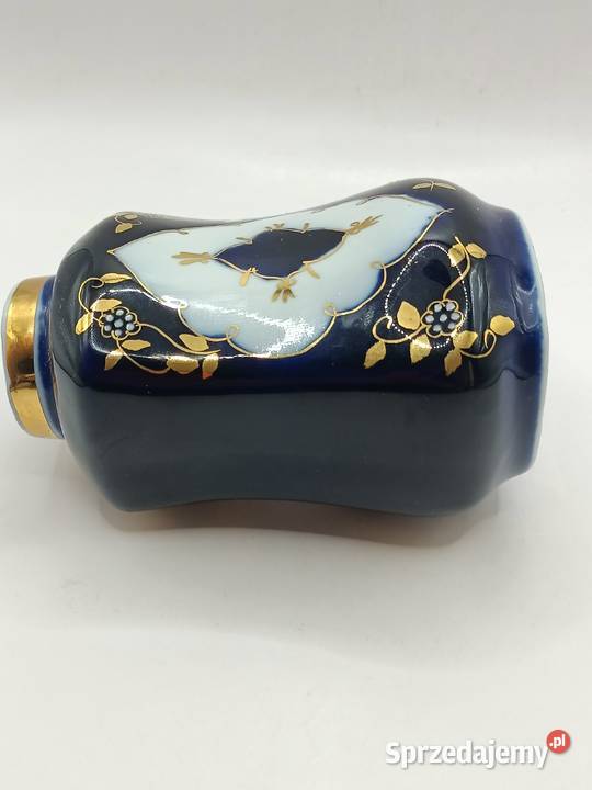 Wazon urna porcelana granatowy sygnatura Zamość