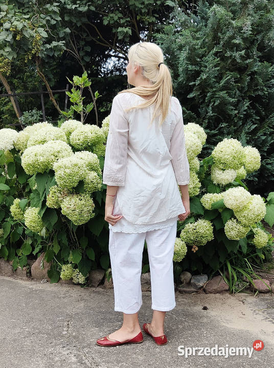 Białe spodnie bawełniane M 38 boho bohemian Szczecin sprzedam