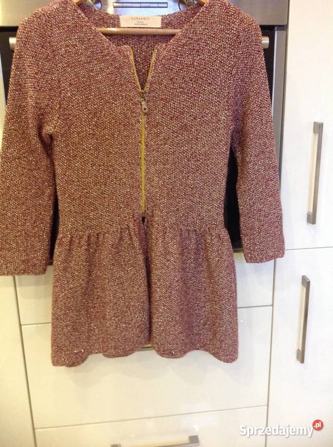 Sweter Kardigan Damski ZARA KNIT XS z Metaliczną Zara Nowa Sól