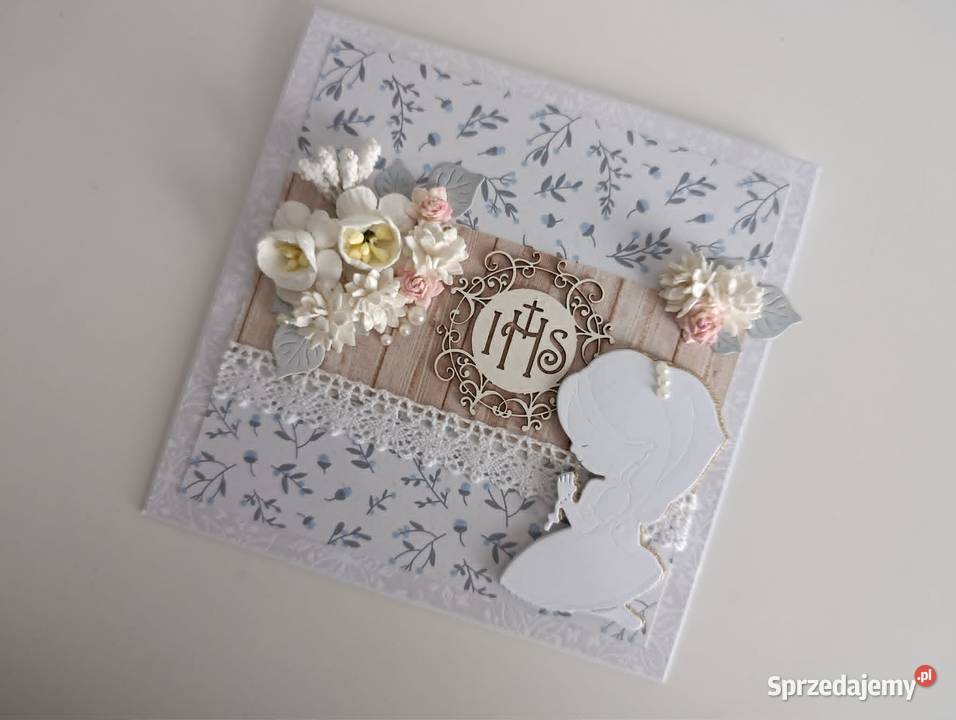 Kartka ręcznie robiona w pudełku Komunia Święta